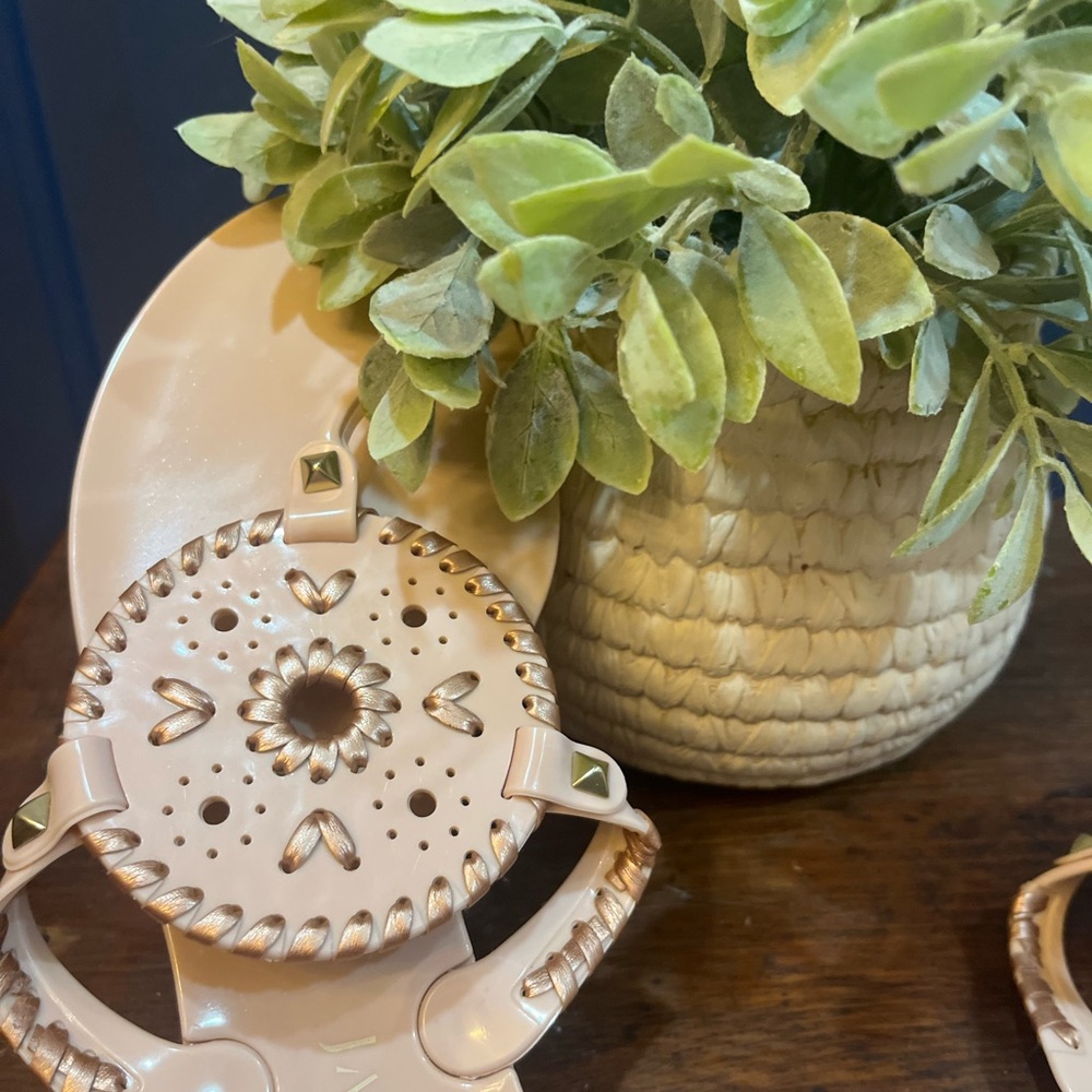 Jack Rogers Jelly Beige and Gold Decorative Sandals